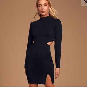 Black Long Sleeve Cutout Bodycon Dress